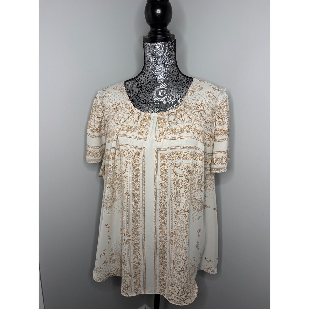 LC Lauren Conrad Paisley Bandana Print Peasant Blouse Women's 2X